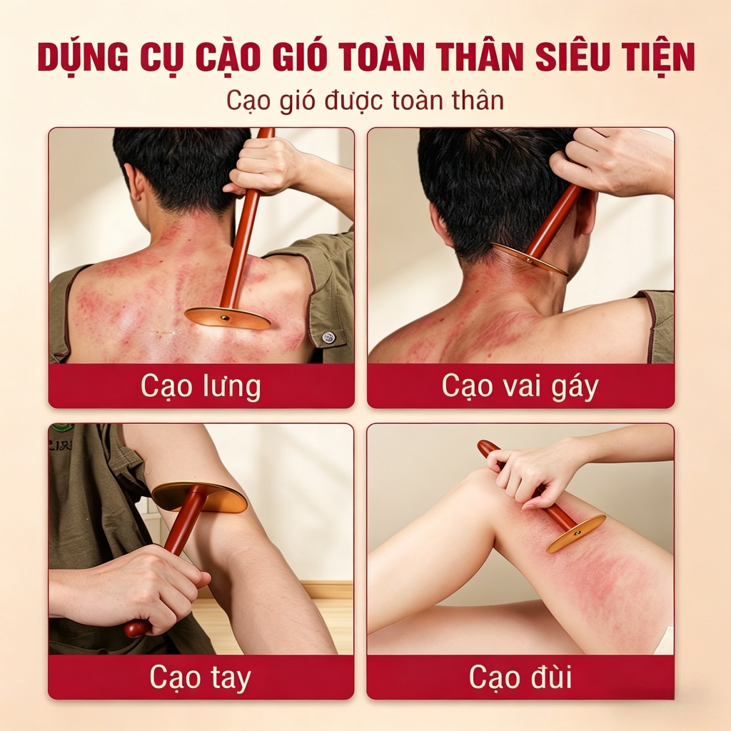 Miếng cạo gió phong thủy hình Thái Cực bằng đồng (tay cầm dài) – Tự massage toàn thân, cạo sạch gió lưng, kích thích kinh lạc, giảm đau nhức cơ xương khớp an toàn tại nhà.