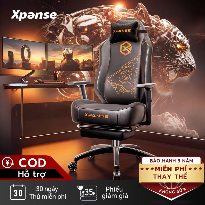 Ghế game gaming Xpanse X30 Da siêu bền, chống trầy xước và bám bẩn | ghế công thái học | ghế ngủ văn phòng | 30 Ngày Thử