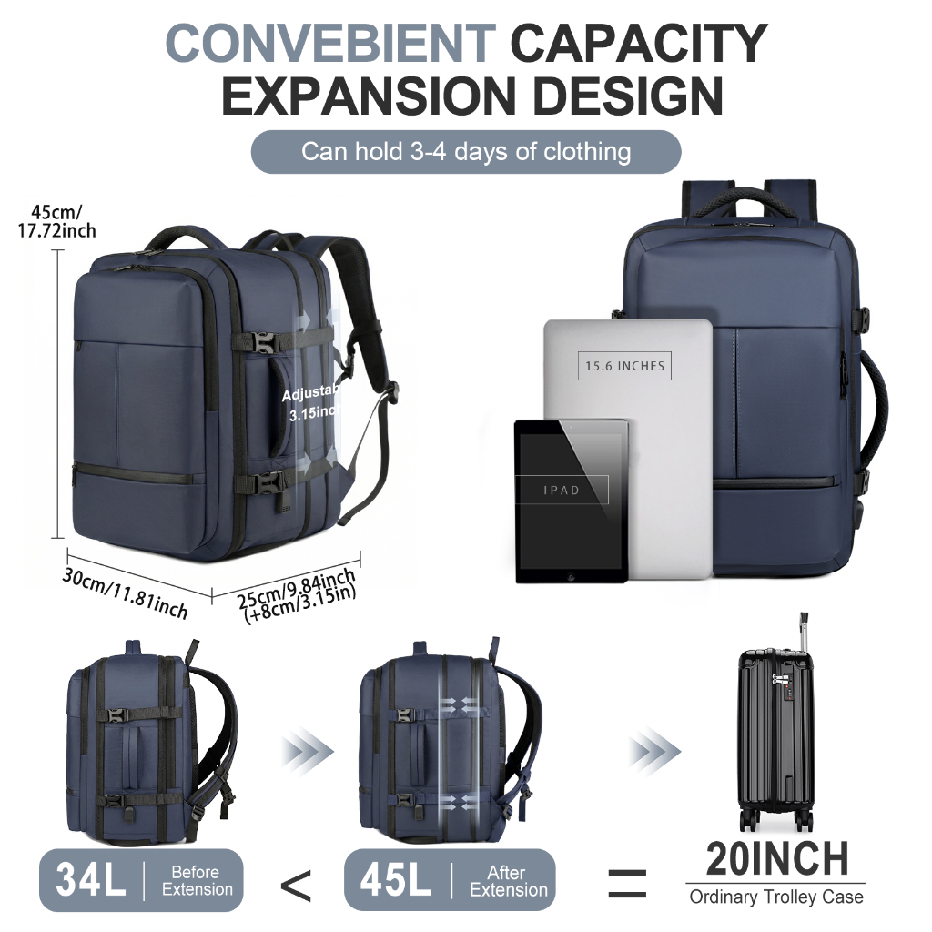[Cao Cấp] Balo Du Lịch MENTO Balo Laptop Đa Năng 45L Mở Rộng Có Ngăn Để Giày Chống Nước Xách Tay