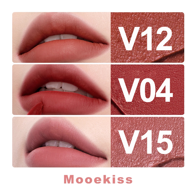 Combo 2 Son Bùn Mooekiss Velvet Lip Mud, Lì Mịn Như Nhung, Khóa Màu, Không Dính Cốc, Lâu Trôi 3g