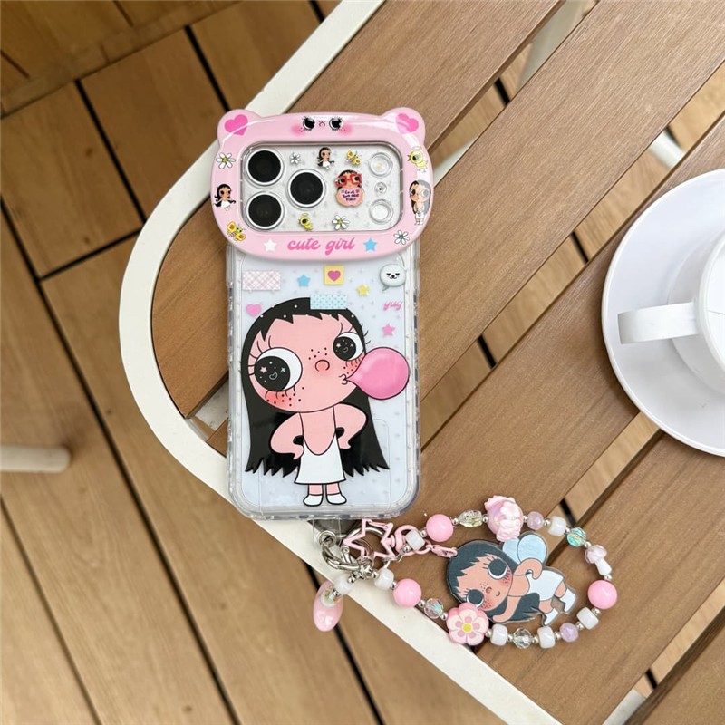 IPhone 17 Pro max Cô gái thổi bong bóng họa tiết TPU materia IMD quá trình Vỏ điện thoại