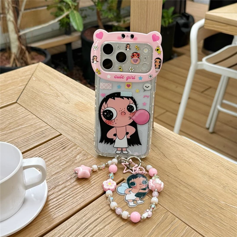 IPhone 17 Pro max Cô gái thổi bong bóng họa tiết TPU materia IMD quá trình Vỏ điện thoại
