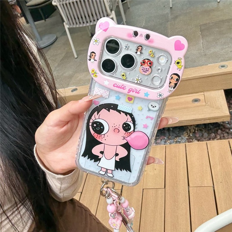 IPhone 17 Pro max Cô gái thổi bong bóng họa tiết TPU materia IMD quá trình Vỏ điện thoại