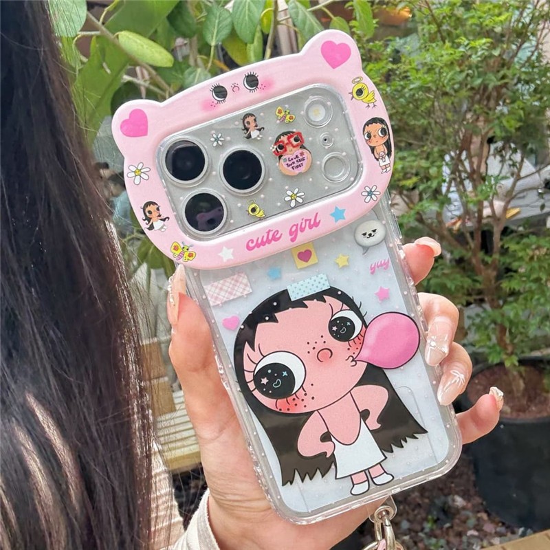 IPhone 17 Pro max Cô gái thổi bong bóng họa tiết TPU materia IMD quá trình Vỏ điện thoại