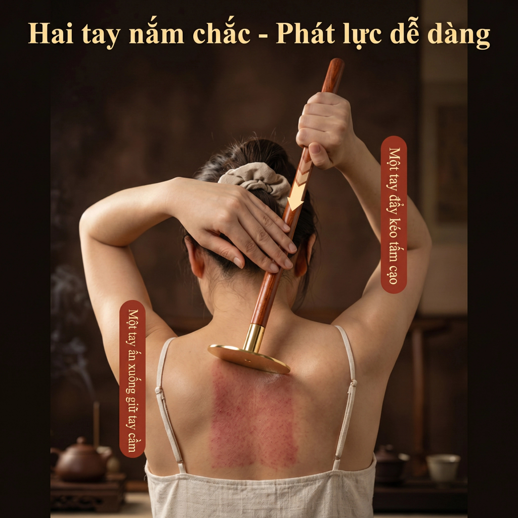 Dụng Cụ Cạo Gió Đồng Tay Cầm Dài - Tự Cạo Lưng Cực Dễ, Dùng Cho Cả Nhà, Hiệu Quả Cao