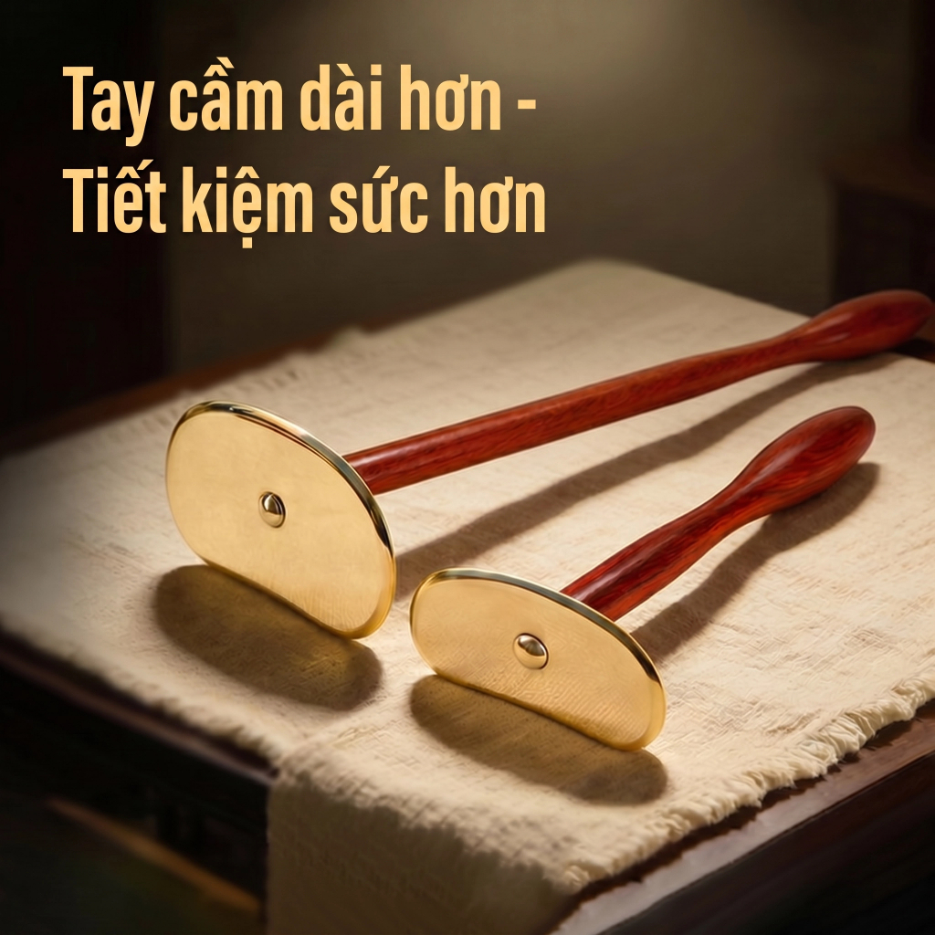 Dụng Cụ Cạo Gió Đồng Tay Cầm Dài - Tự Cạo Lưng Cực Dễ, Dùng Cho Cả Nhà, Hiệu Quả Cao