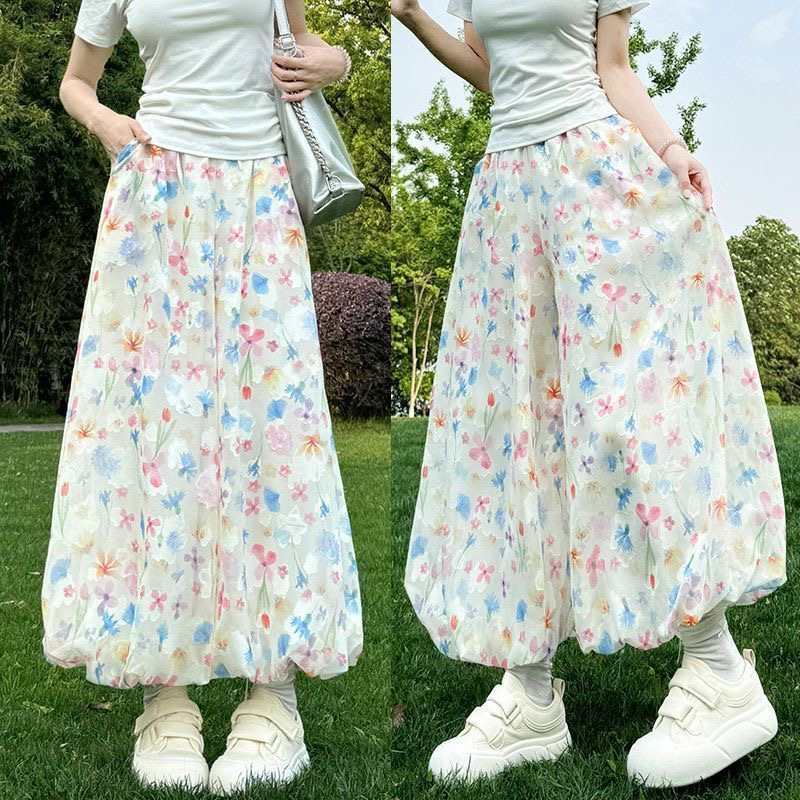 Hoa Bud Culottes Bloomers Quần ống rộng thông thường