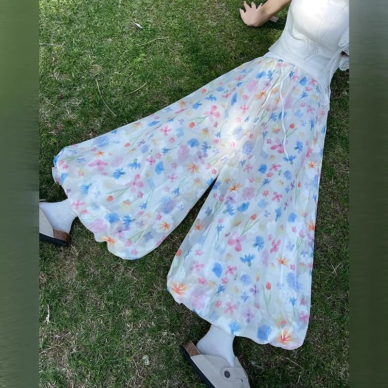 Hoa Bud Culottes Bloomers Quần ống rộng thông thường