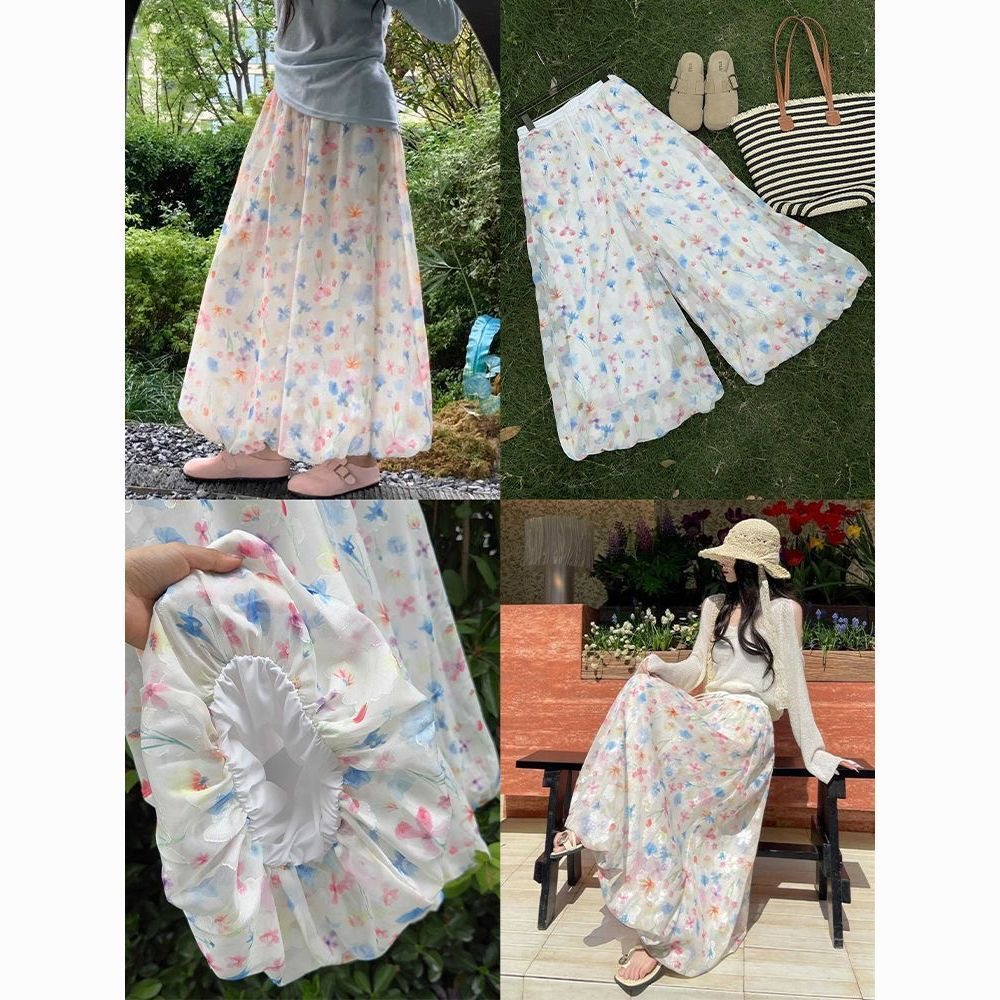 Hoa Bud Culottes Bloomers Quần ống rộng thông thường