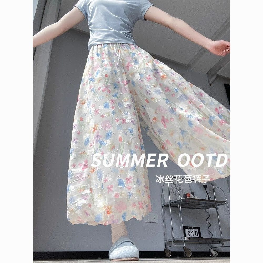 Hoa Bud Culottes Bloomers Quần ống rộng thông thường