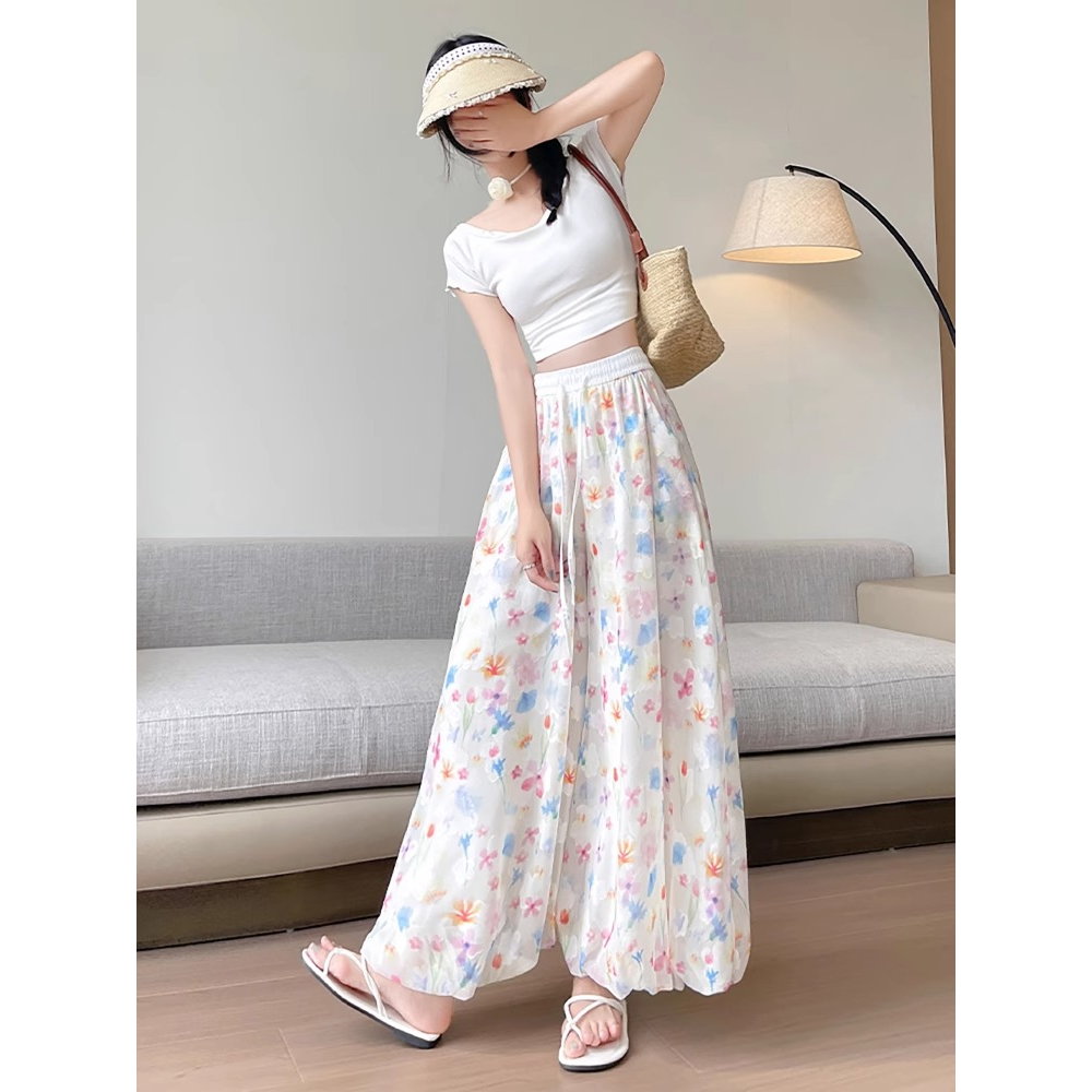 Hoa Bud Culottes Bloomers Quần ống rộng thông thường