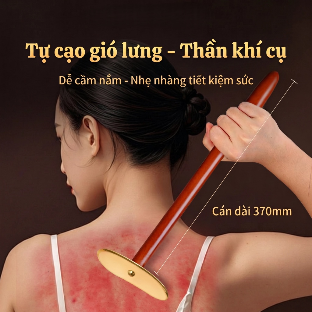 Dụng Cụ Cạo Gió Đồng Tay Cầm Dài - Tự Cạo Lưng Cực Dễ, Dùng Cho Cả Nhà, Hiệu Quả Cao