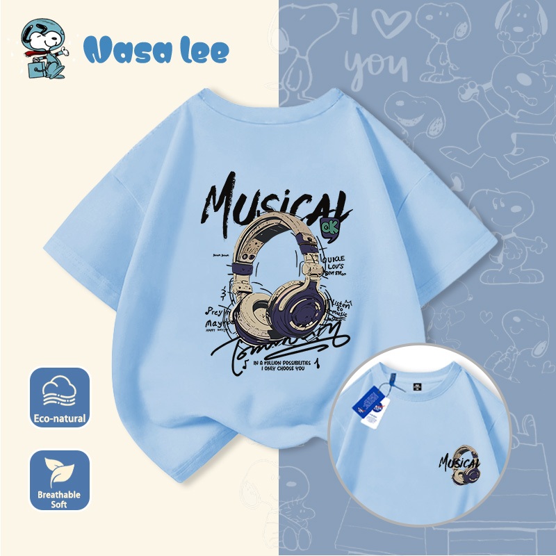 Áo phông tay ngắn in hình nhạc hip-hop phong cách đường phố, chất liệu cotton mùa hè, hàng mới năm 2026, áo thun trẻ em