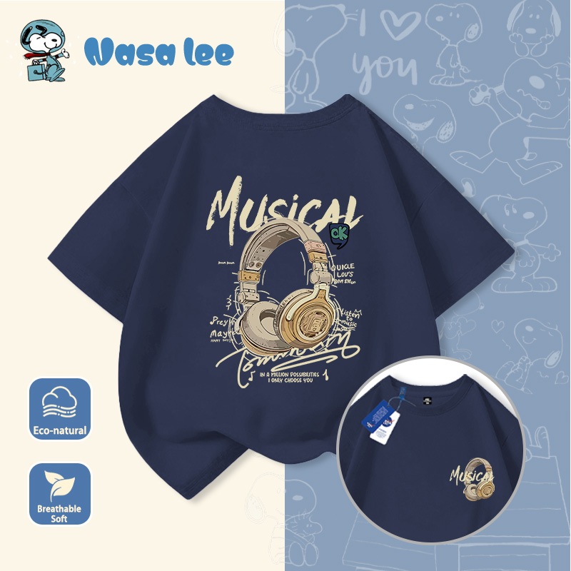 Áo phông tay ngắn in hình nhạc hip-hop phong cách đường phố, chất liệu cotton mùa hè, hàng mới năm 2026, áo thun trẻ em