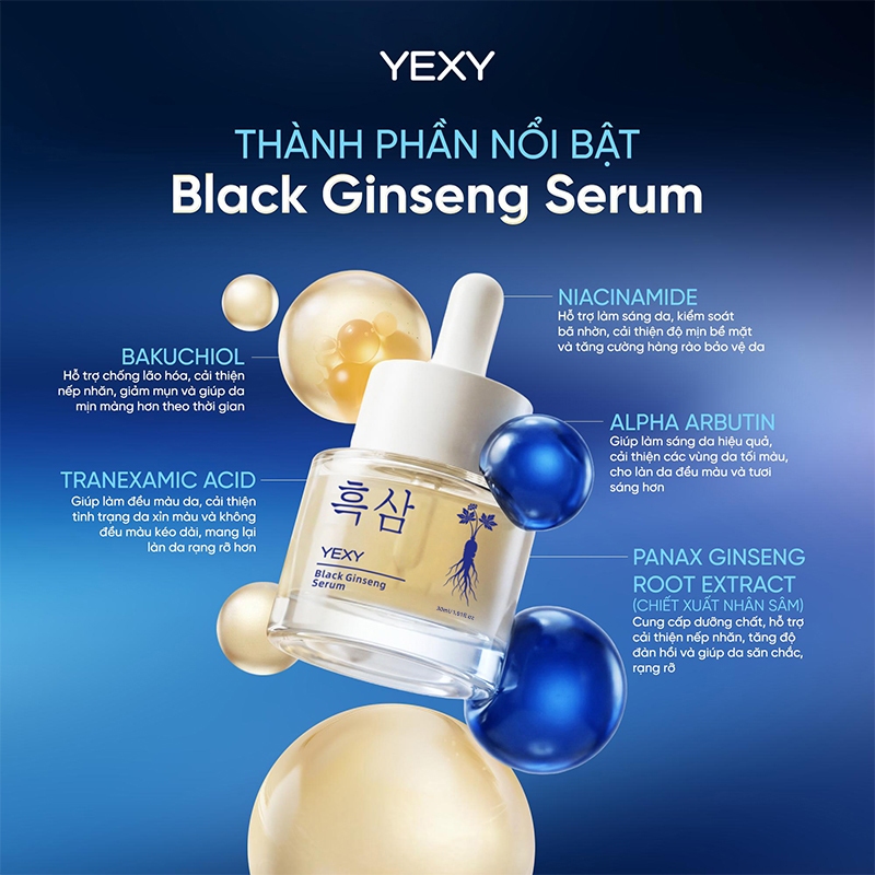 Tinh chất nhân sâm đen-Black Ginseng Extract Brighten Skin Tone Fade Spots Acne Marks Tinh chất da mịn Làm trắng da Cải thiện độ xỉn màu Trì hoãn lão hóa da [30g Tăng lượng mà không tăng giá]