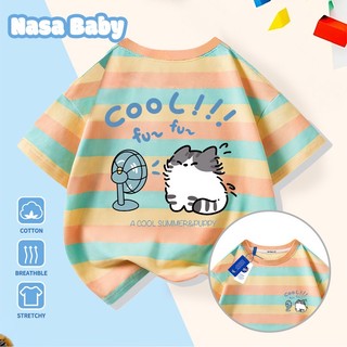 Áo thun in hình NASA và mèo con thổi gió, tay ngắn mùa hè, áo nam nữ trẻ em, giao hàng trong 24 giờ.