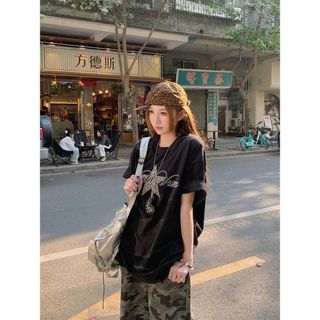 Áo thun nữ cổ tròn cotton họa tiết hoạt hình in hình mới 2026