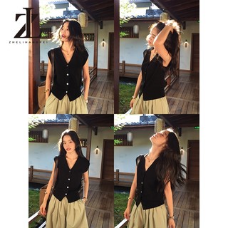 ZHELIHANGFEI Áo Vest Dệt Kim Cổ Chữ V Đơn Giản - Phối Hợp Thời Trang Cho Nữ