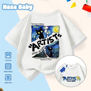 Áo thun in hình NASA mùa hè, chất liệu cotton, tay ngắn unisex trẻ em, giao hàng trong 24 giờ.​