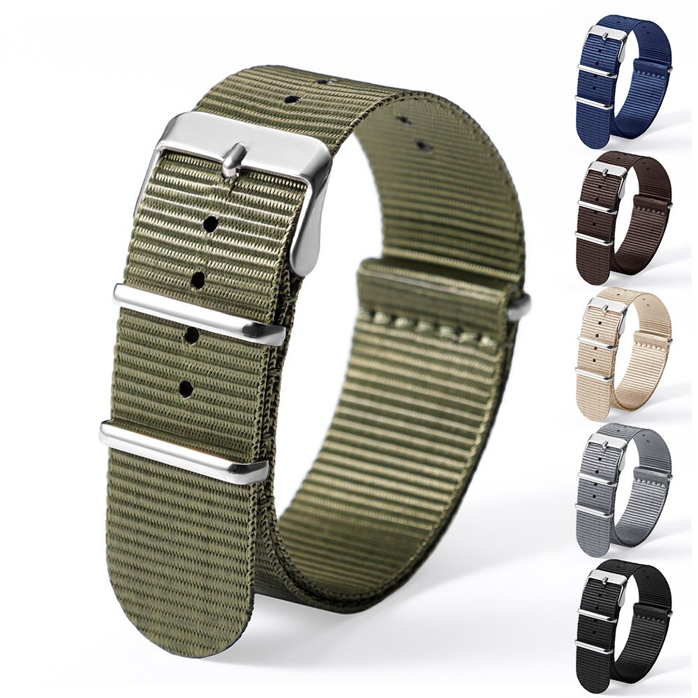 Phong Cách Mới Nato Dây Đeo Đồng Hồ Nylon Dây Đeo Thay Thế Dây Đeo Một Mảnh Mật Độ Cao Nylon Dây Đeo Tay Vòng Tay 18mm 20mm 22mm Dành Cho Nữ