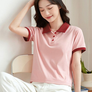 【Nên mua】áo kiểu nữ polo tay ngắn hai màu, cổ polo dáng ôm nhẹ, chất cotton mềm thoáng mát