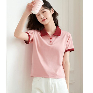 【Nên mua】áo kiểu nữ polo tay ngắn hai màu, cổ polo dáng ôm nhẹ, chất cotton mềm thoáng mát