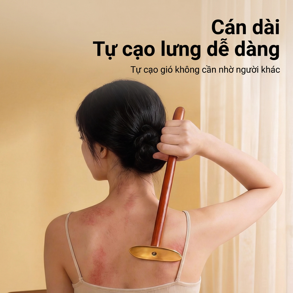 Tay cầm dài dụng cụ cạo gió đồng đúc Thái Cực – Hỗ trợ tự massage lưng, vai gáy, thông kinh lạc, giảm đau mỏi cơ, giảm nhức mỏi xương khớp hiệu quả