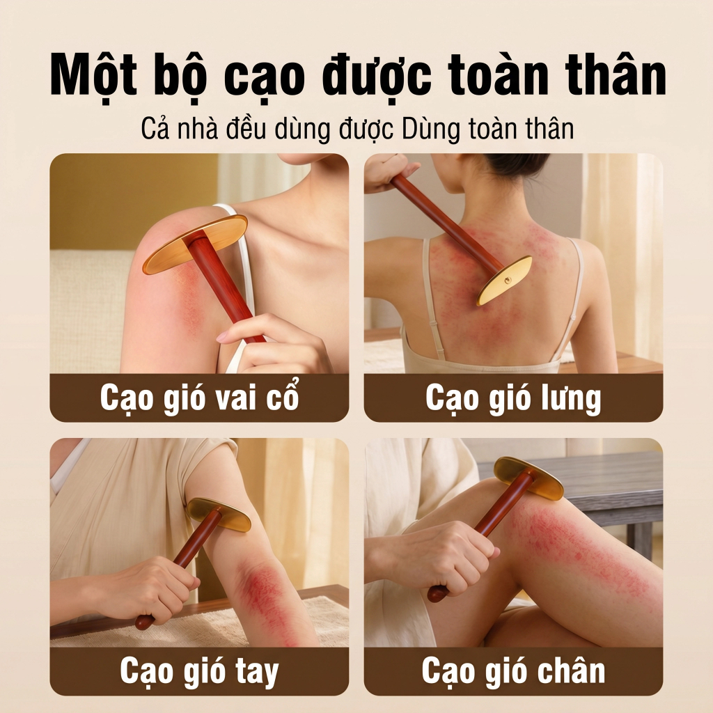 Tay cầm dài dụng cụ cạo gió đồng đúc Thái Cực – Hỗ trợ tự massage lưng, vai gáy, thông kinh lạc, giảm đau mỏi cơ, giảm nhức mỏi xương khớp hiệu quả
