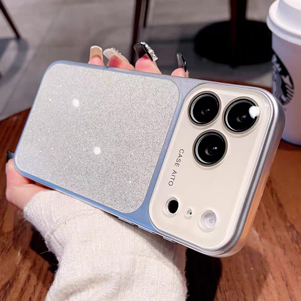 Ốp lưng cứng bảo vệ ống kính lấp lánh tương thích với iPhone 14 pro max 15 pro max 16 pro max 17 pro max