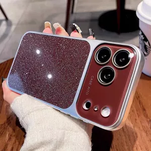 Ốp lưng cứng bảo vệ ống kính lấp lánh tương thích với iPhone 14 pro max 15 pro max 16 pro max 17 pro max