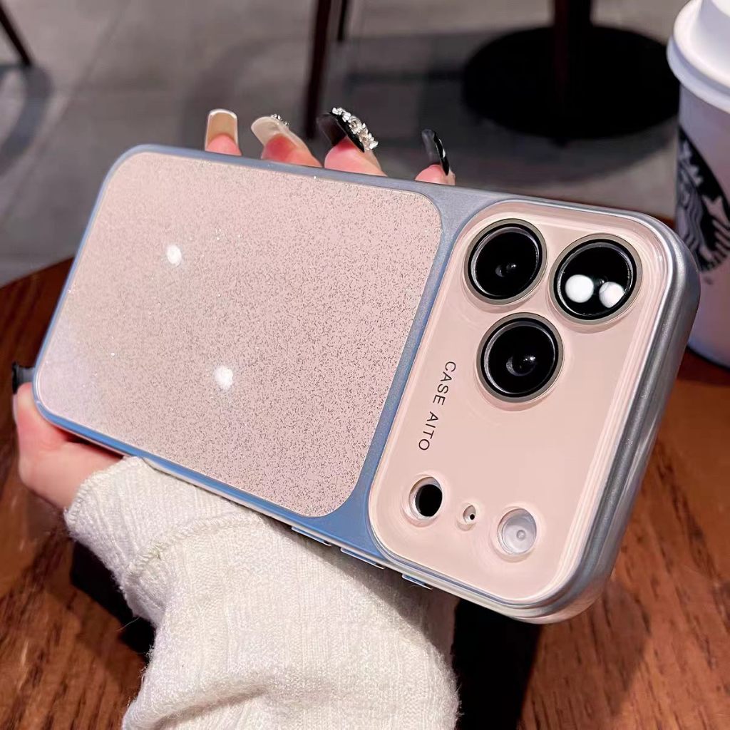Ốp lưng cứng bảo vệ ống kính lấp lánh tương thích với iPhone 14 pro max 15 pro max 16 pro max 17 pro max