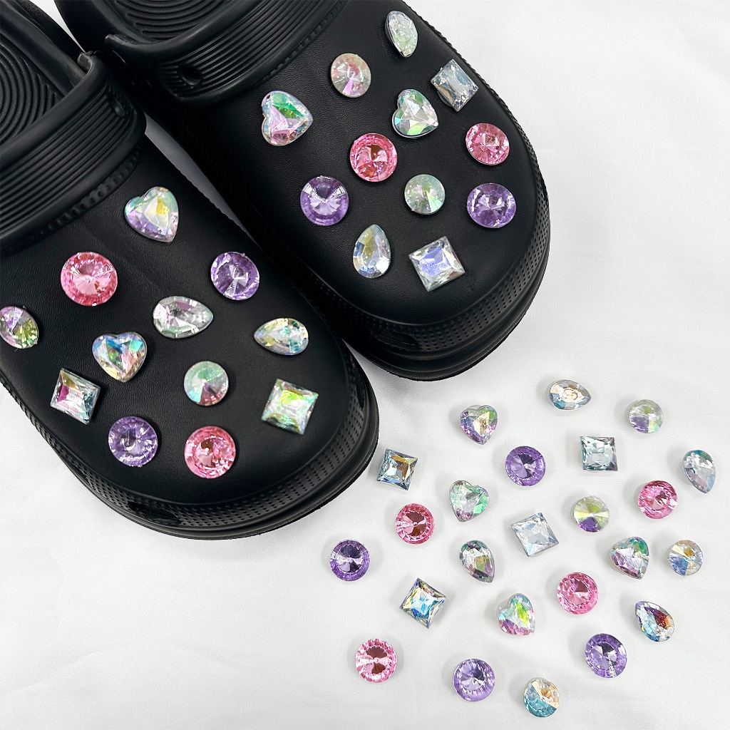 Phụ Nữ Tắc Sandal DIY Giày Quyến Rũ Bộ Vàng 3D Nhiều Màu Sắc Pha Lê Nút Lỗ Giày Trang Trí Phụ Kiện