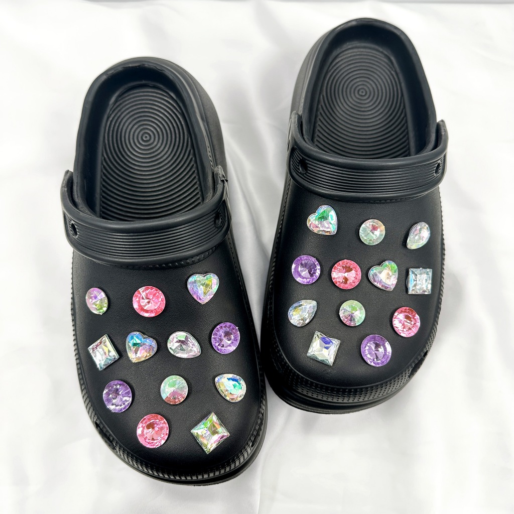 Phụ Nữ Tắc Sandal DIY Giày Quyến Rũ Bộ Vàng 3D Nhiều Màu Sắc Pha Lê Nút Lỗ Giày Trang Trí Phụ Kiện
