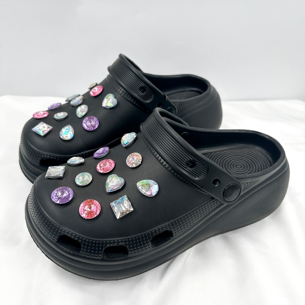 Phụ Nữ Tắc Sandal DIY Giày Quyến Rũ Bộ Vàng 3D Nhiều Màu Sắc Pha Lê Nút Lỗ Giày Trang Trí Phụ Kiện