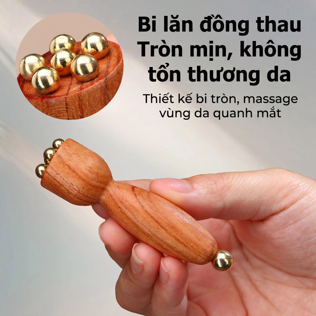 Con lăn massage mặt 6 hạt đồng giúp giảm bọng mắt và cải thiện nếp nhăn trên da
