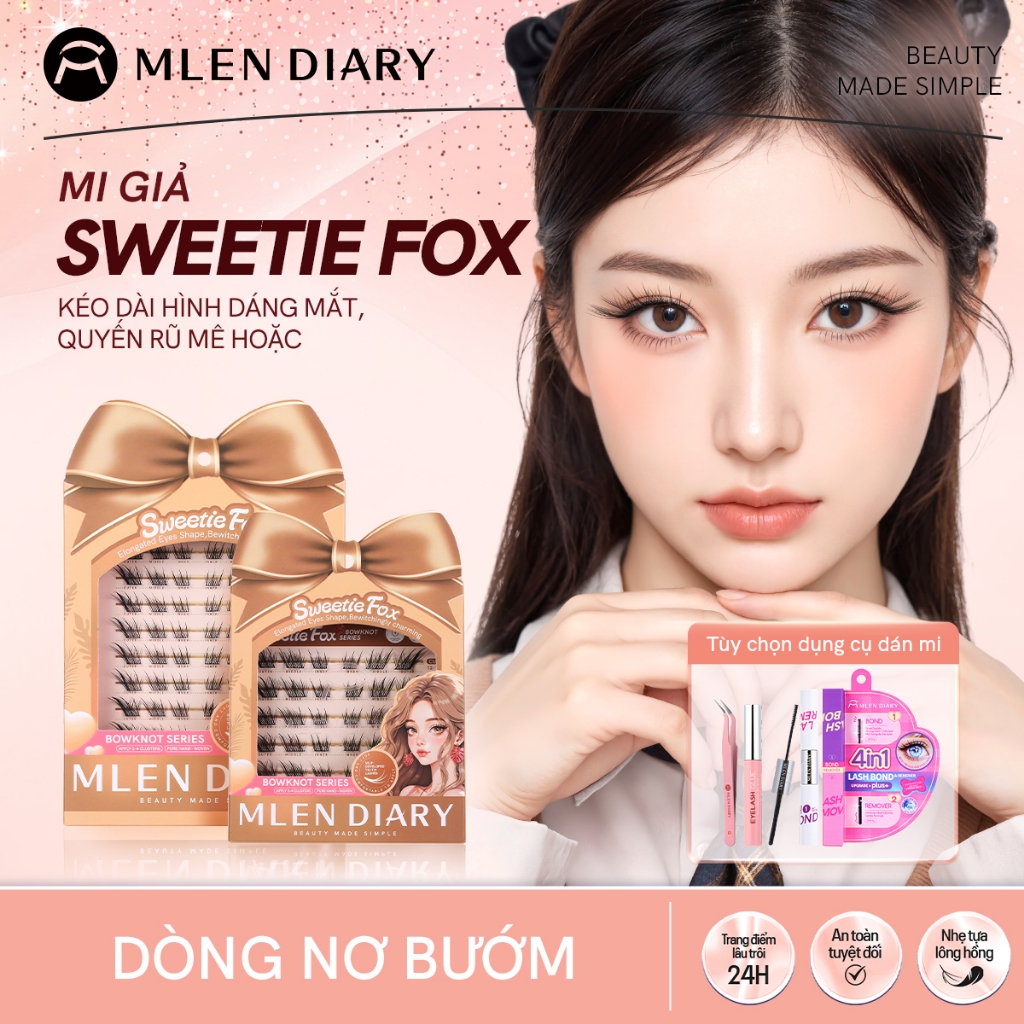 MLEN DIARY Lông Mi Giả Tự Nhiên 11-14mm, Tạo Hiệu Ứng Mắt To, Có Thể Tái Sử Dụng