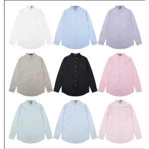 Áo sơ mi dài tay thêu cổ điển Unisex Basic