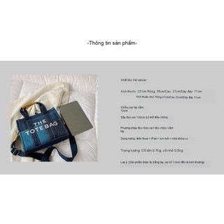 Hàng sẵn có 35 * 11 * 27CM Phong Cách Mới Denim Tương Phản Màu Khâu Túi Tote Di Động Niche Retro Thêu Chữ Túi Đeo Tay Cảm Giác Cao Cấp Ngày Của Mẹ Quà Tặng Ngày Lễ Tình Nhân