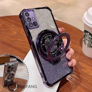 Ốp Lưng Cho Samsung A51 4G A71 4G Vỏ Điện Thoại Mạ Điện Bốn Góc Chống Rơi Thẩm Mỹ Giấy Lấp Lánh Thiết Kế Mới Giá Đỡ Điện Thoại TPU Mềm