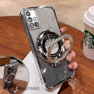Ốp Lưng Cho Samsung A51 4G A71 4G Vỏ Điện Thoại Mạ Điện Bốn Góc Chống Rơi Thẩm Mỹ Giấy Lấp Lánh Thiết Kế Mới Giá Đỡ Điện Thoại TPU Mềm