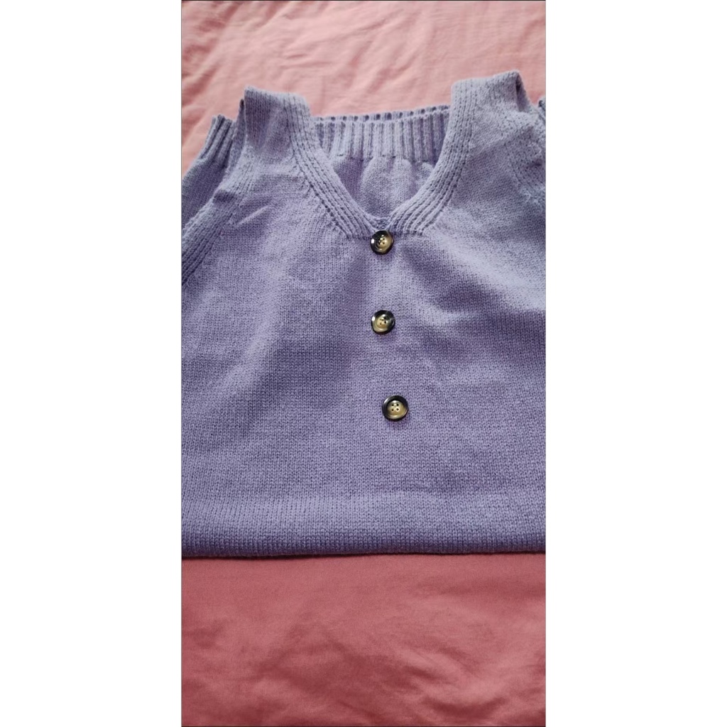Váy Vest dài vừa phải Váy Vest nữ Váy len dệt kim không tay cổ chữ V Váy phù hợp.