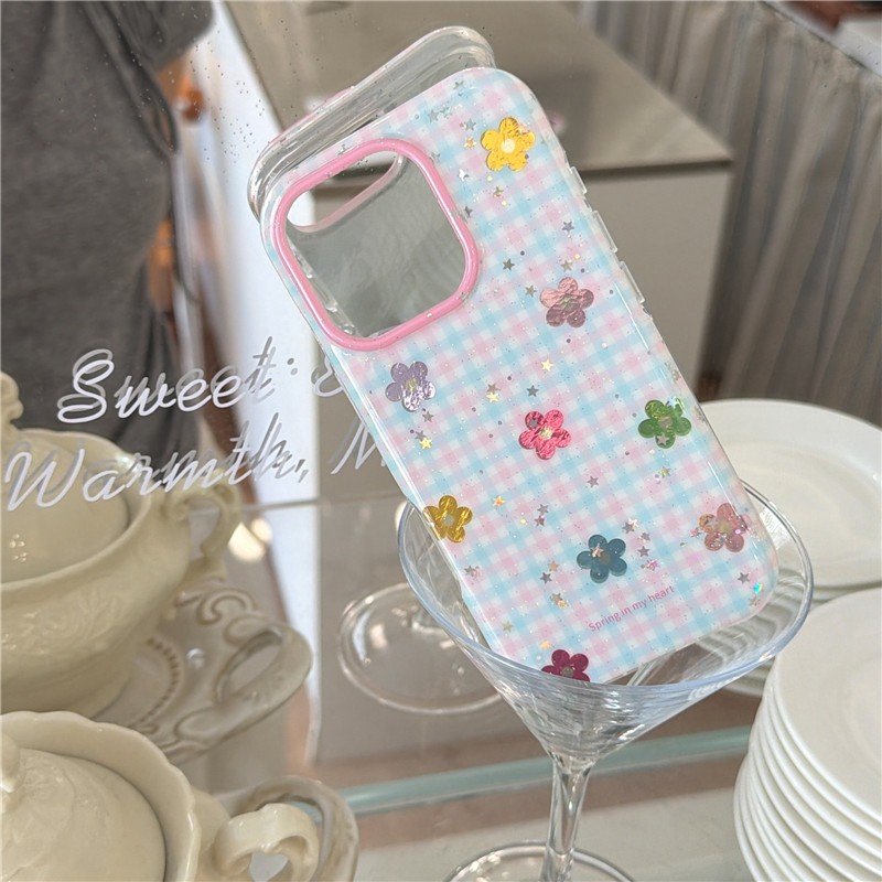 IPhone 17 Pro max 16 Pro Họa tiết hoa ca rô Chất liệu TPU IMD xử lý vỏ điện thoại in hai lớp