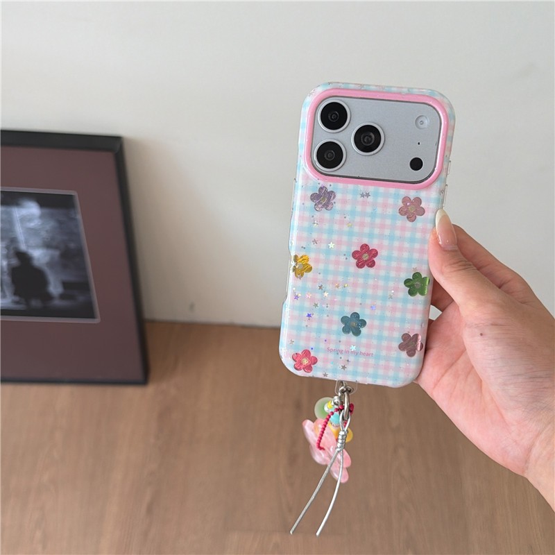 IPhone 17 Pro max 16 Pro Họa tiết hoa ca rô Chất liệu TPU IMD xử lý vỏ điện thoại in hai lớp