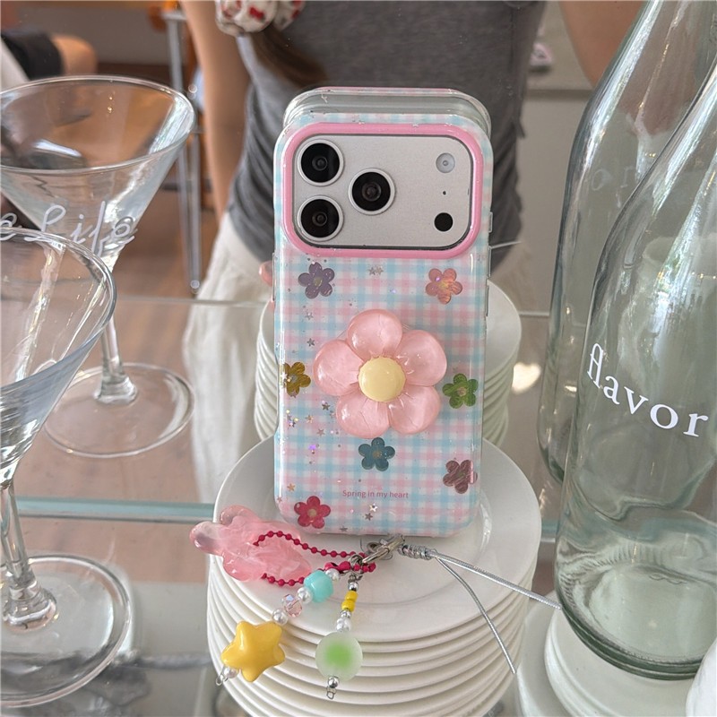 IPhone 17 Pro max 16 Pro Họa tiết hoa ca rô Chất liệu TPU IMD xử lý vỏ điện thoại in hai lớp