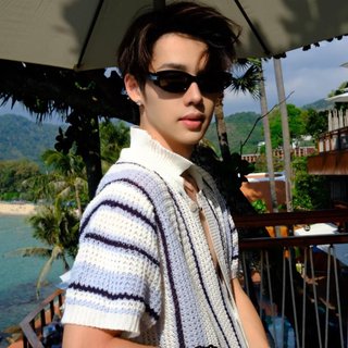 Mùa Hè Retro Thường Ngày Rỗng Đan Áo Sơ Mi Nam Sọc Màu Chặn Tay Ngắn Hàng Đầu Thời Trang
