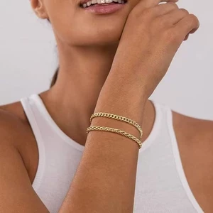 Vòng Tay Dây Chuyền Thép Không Gỉ Unisex, Thiết Kế Liên Kết Xoắn Phong Cách Hàn Quốc