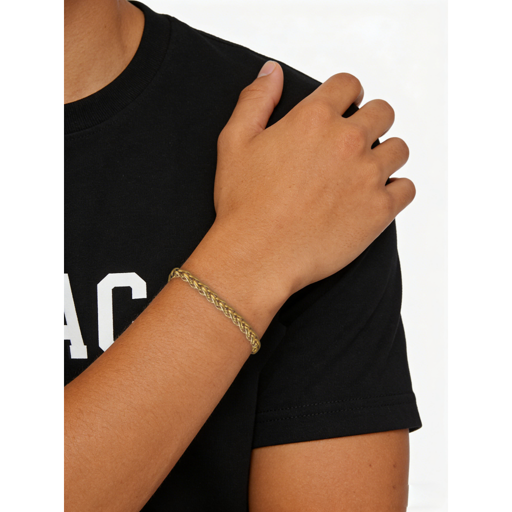 Vòng Tay Dây Chuyền Thép Không Gỉ Unisex, Thiết Kế Liên Kết Xoắn Phong Cách Hàn Quốc