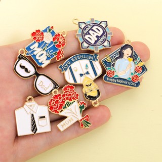 10 Chiếc Sáng Tạo Ngày Của Cha Chủ Đề Ngày Của Mẹ Quyến Rũ Dầu Nhỏ Giọt Nhiều Màu Sắc, Phong Cách Ấm Áp Và Đáng Yêu Mặt Dây Hợp Kim Cho Móc Khóa Vòng Cổ DIY - Quà Tặng Sinh Nhật Handmade Cho Mẹ Và Bố