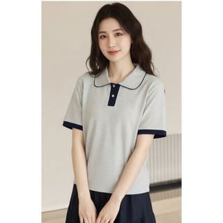 【Nên mua】áo kiểu nữ polo tay ngắn hồng trắng, cổ polo viền trắng, dáng ôm chất thun mềm
