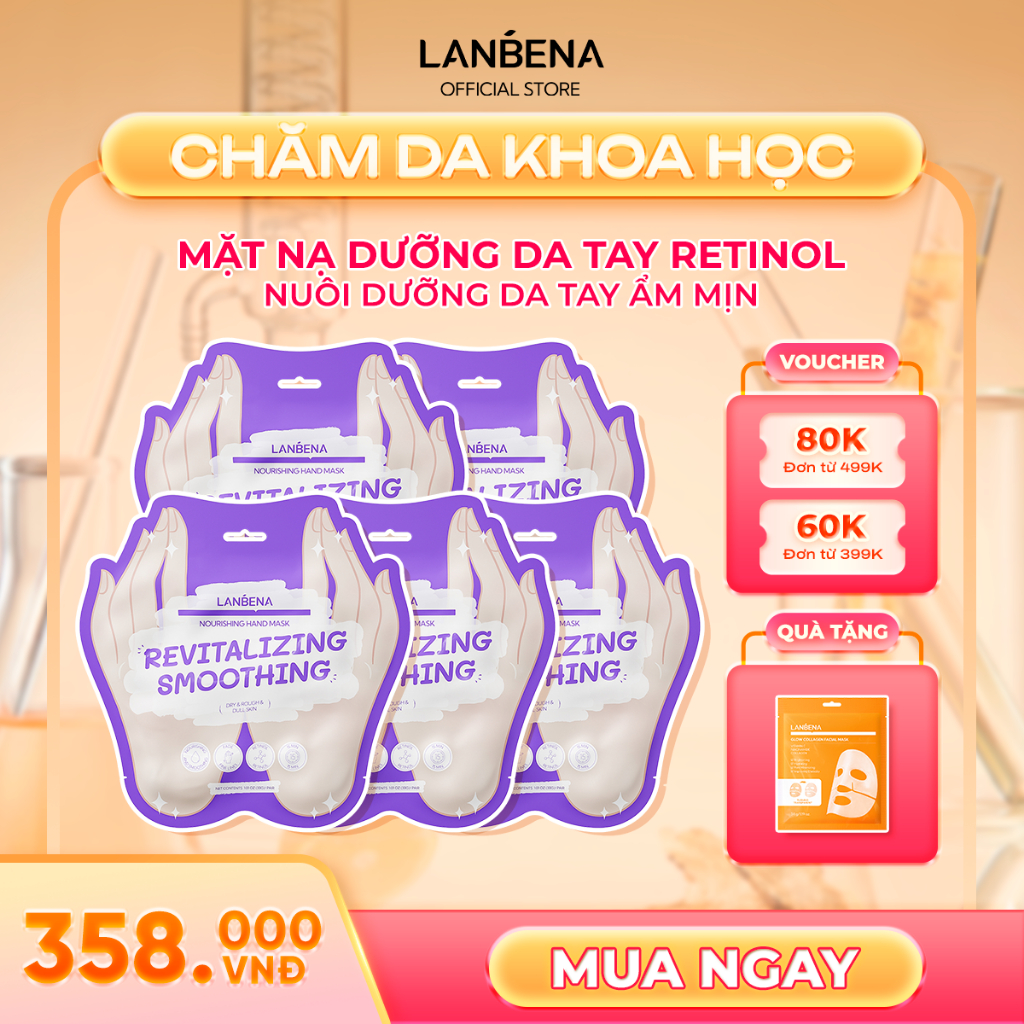 [Mua 5 Tặng 1] LANBENA Mặt nạ tay(30G)- Axit Hyaluronic Mặt nạ tay Làm trắng dưỡng ẩm làm mềm Mặt nạ cao cấp chuẩn Spa dưỡng da tay nạ dưỡng da hand mask